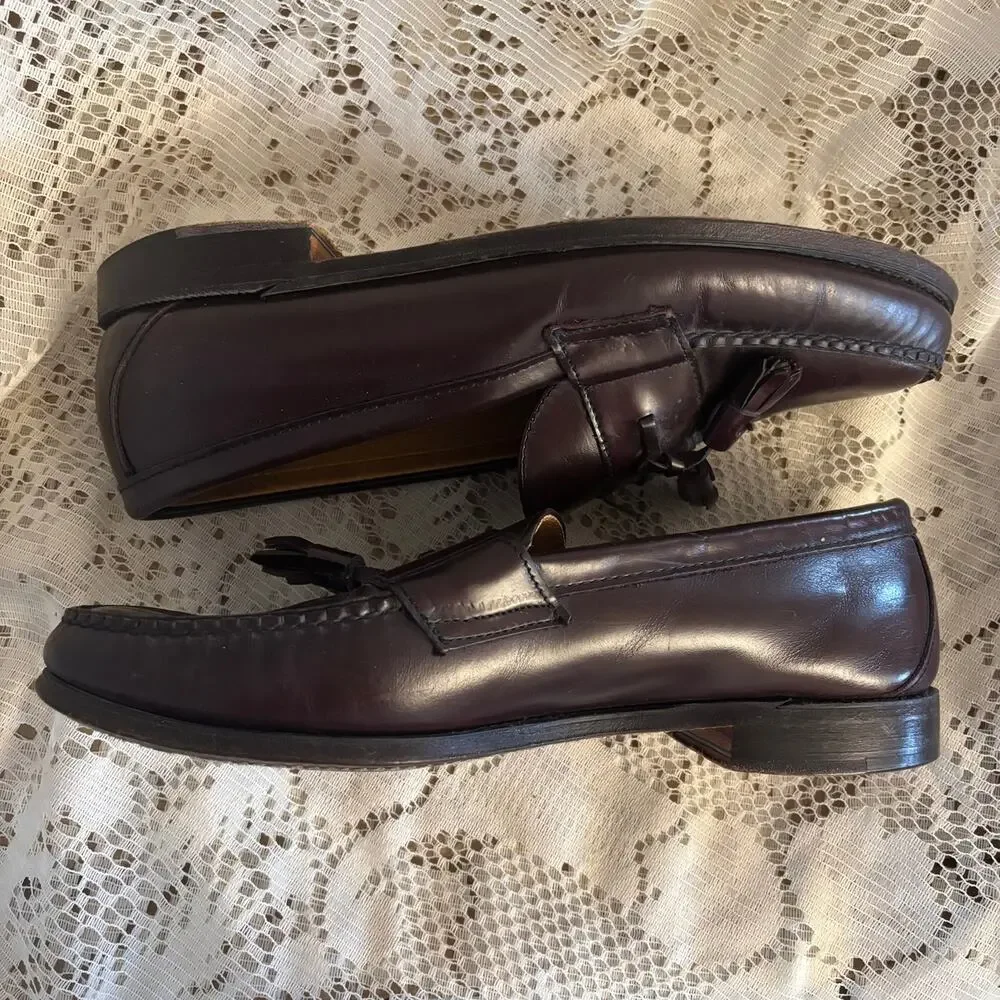 Cole Haan Men's US 11 Burgundy Pinch Tassel Loafers Shoes